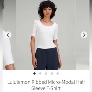 Lululemon Ribbed Micro-Modal Half Sleeve T-Shirt Size 10 White NWT